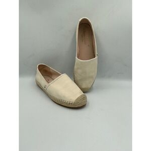 Kate Spade Gramercy Espadrille Flats 8 Cream Canvas Jute Slip On Shoes